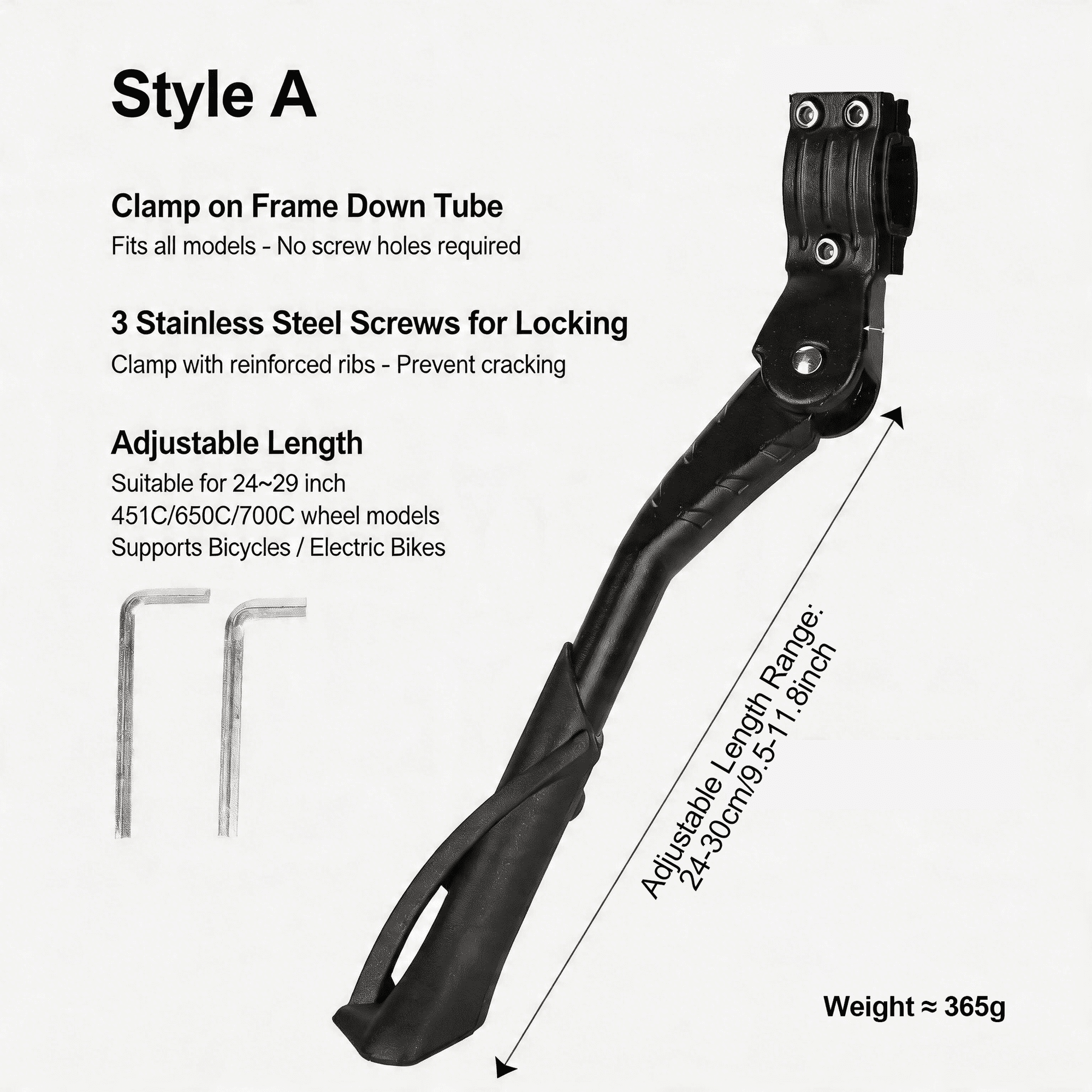 6msks Soporte De Soporte Para Bicicleta Para 20 Pulgadas 24 Pulgadas 26 Pulgadas 29 Pulgadas Bicicleta Kickstand Bicicleta Eléctrica Kickstand Soporte Soporte Lateral Ajustable