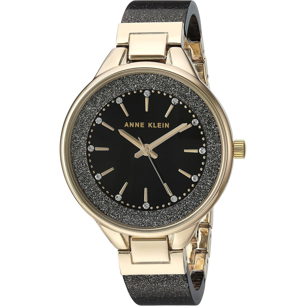 Reloj Mujer Anne Klein Cristal Premium Pulsera Negra 36mm