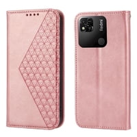 Funda Flip Foxdock Para Xiaomi Redmi 10A , Estilo Billetera Con Diseño Rombo, Correa De Mano Y Soporte, Uso Diario