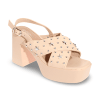 Sandalia Tacón Beige Vía Franca