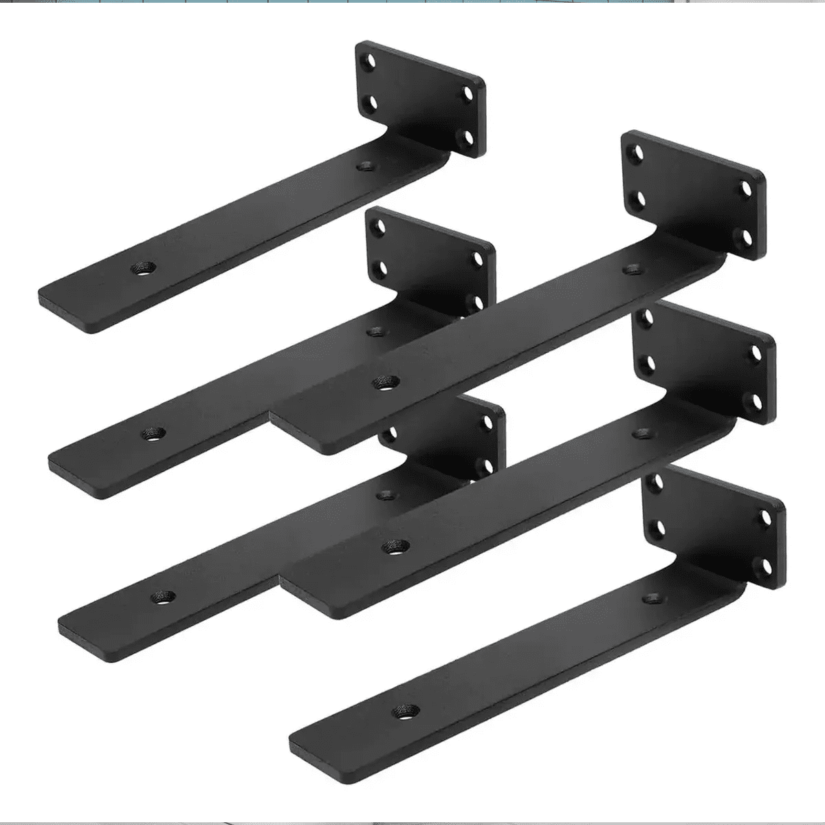 6pzs 15cm Soporte Repisa Belug Flotantes Montaje Pared Baño Cocina Negro