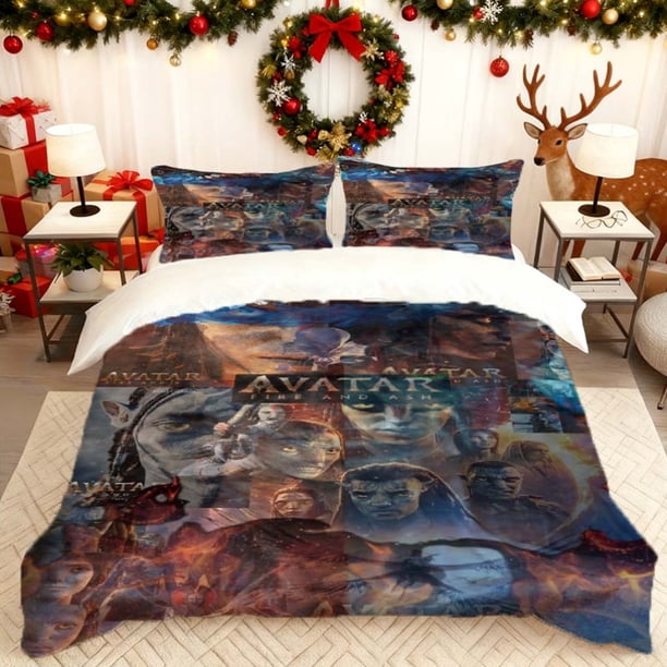 Avatar Poster Printed Duvet Cover Set Themed Printed Bedding Includes 1 Duvet Cover + 2 Pillowcases Made of 100% Polyester Durable And Wrinkle-Resistant Skin-Fr