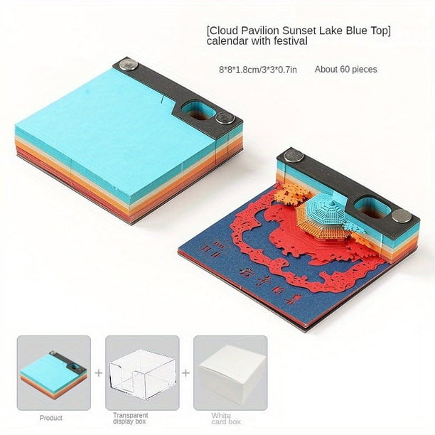 3D Paper Note: Creative Gift for Parents, Lovers, Children & Friends - Three-dimensional Sticky Note Carving Notebook Labels for Office Desktop Decoration