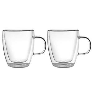 Set 2 Tazas De Vidrio Doble Pared 350 Ml Simplit Agua