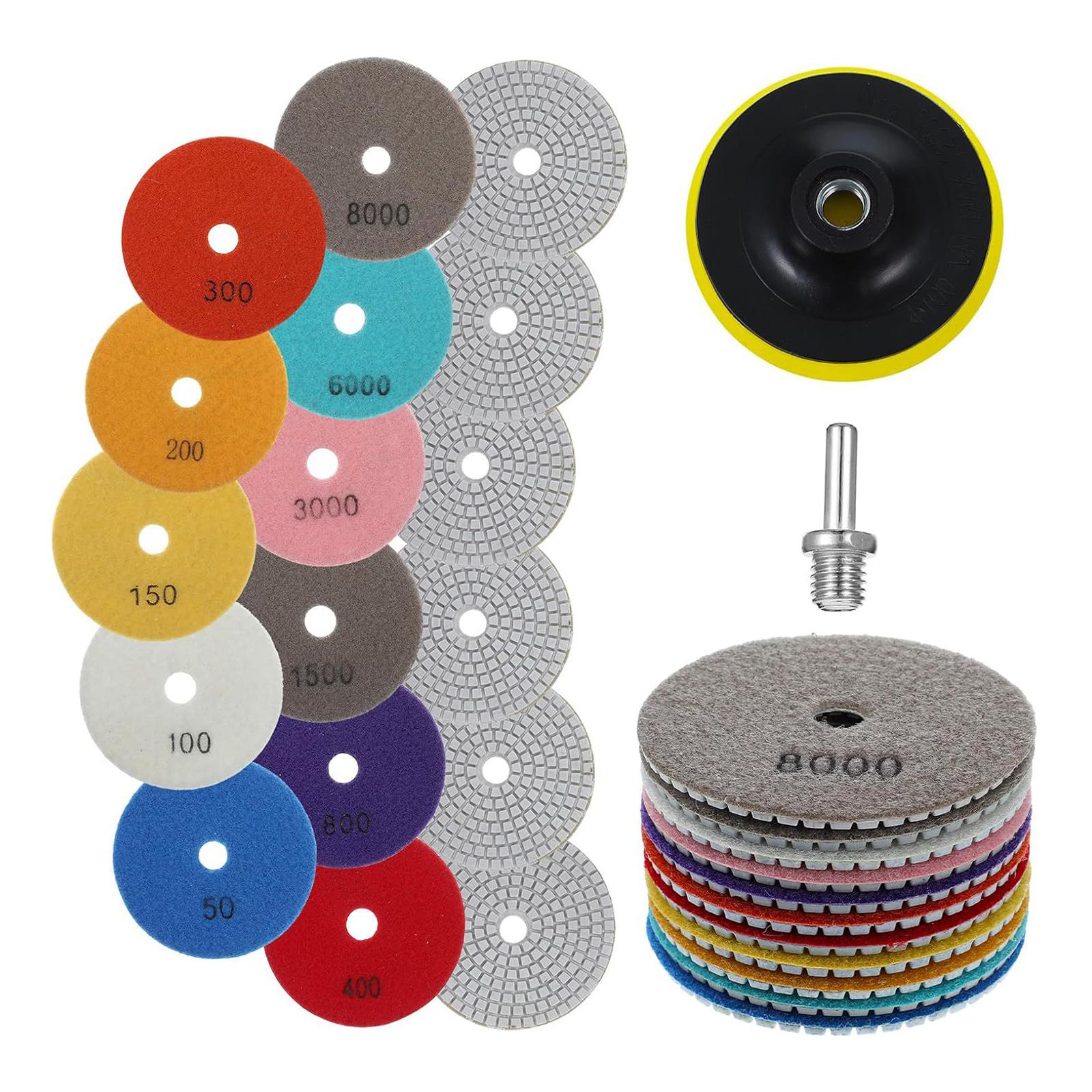 Ioensy - Kit De Pulido De Hormigón Con Diamante De 13 Piezas De 4 Pulgadas Para Amoladora De Suelos De Granito Y Hormigón