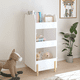 thumbnail image 3 of Kids Bookshelf with Chalkboard Side – Bear-Shaped Wooden Bookcase with 3-Tier Storage, Drawing Board for Toddlers, Toy and Book Organizer for Playroom or Bedroom – White, 3 of 3