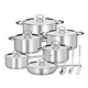 thumbnail image 1 of Juego de batería de 15 piezas, cocina, acero inoxidable, plateado, 1 of 3