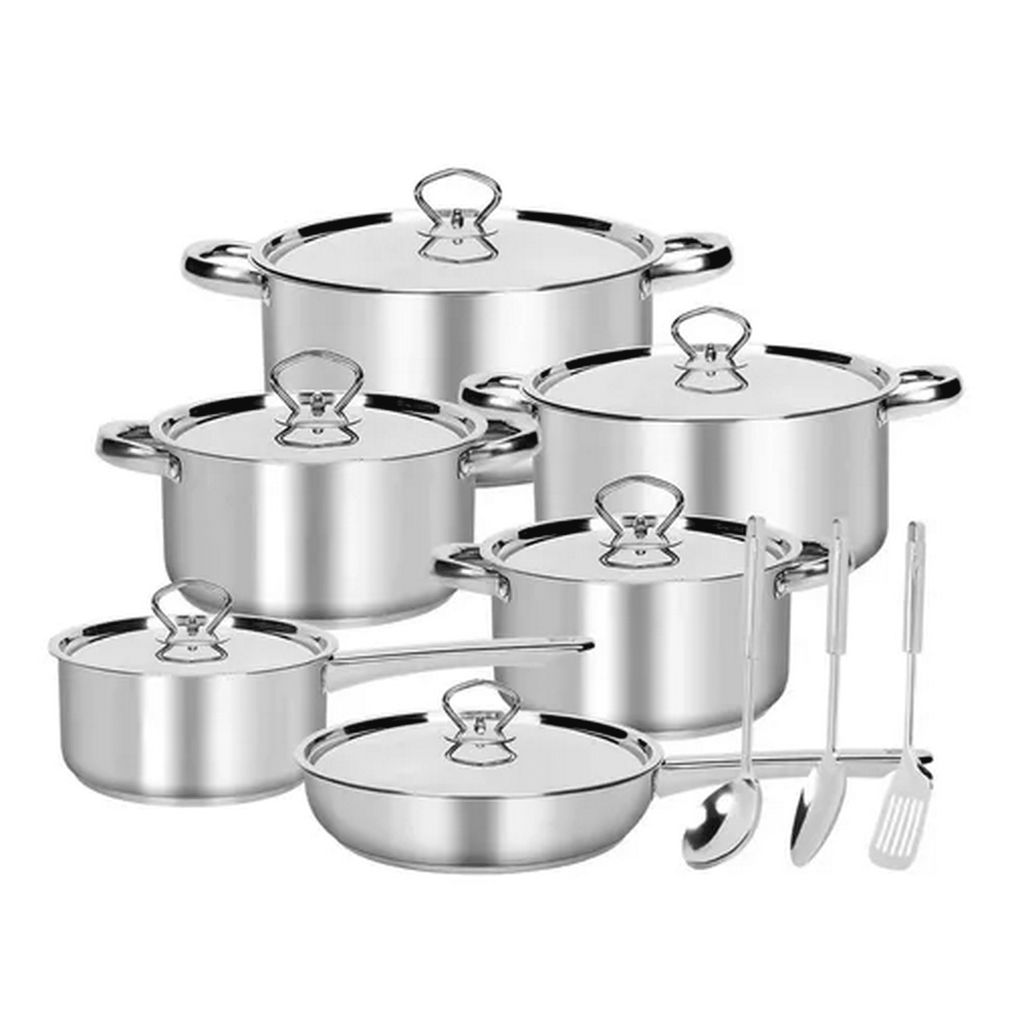 Genérico - Juego De Batería De 15 Piezas, Cocina, Acero Inoxidable, Plateado