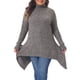 thumbnail image 1 of Agnes Orinda Suéter de Cuello Alto para Mujer de Talla Grande con Dobladillo Asimétrico, Manga Larga, Suave, Cálido, Casual, Tejido de Canalé, Talla 2X Grande Marrón, 1 of 6