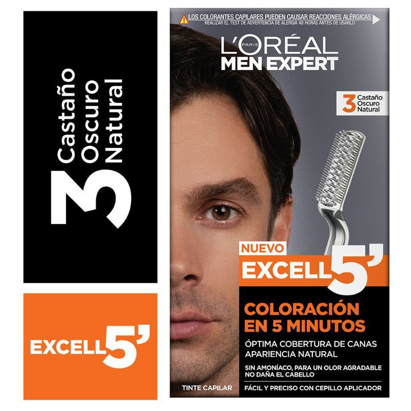 Coloración Cabello Excell 5 Tono 3 Castaño Oscuro Natural 70 Ml 1 Un L'oréal Men Expert