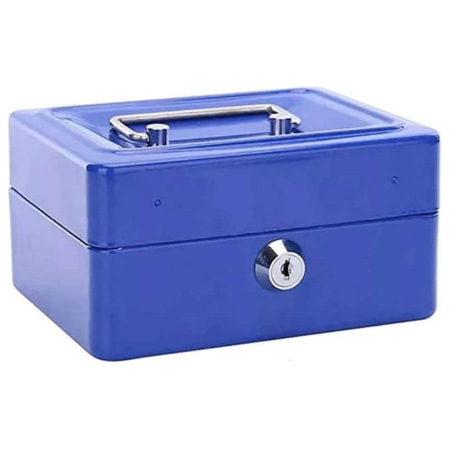 Importclick - Caja Fuerte Metálica Dinero + Llave Seguridad 15x12cm Azul