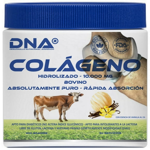 Colágeno Bovino D N A Sabor Vainilla Pote 300gr