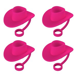 Magideal - Adornos De Paja Para Beber, Bonitos Gorros De Paja, Cubiertas Para Pajitas De 6 A 10Mm, Cubierta De Puntas De Paja Para El Hogar Y La Cocina, Tapón De 4 Uds Rosa
