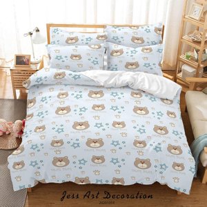 Milsleep - 3D Cartoon Animal Bears Stars Pattern Quilt Cover Set Bedding Set Duvet Cover