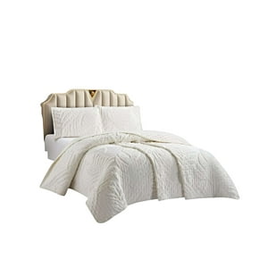 Teng Fei - Cubrecama Quilt Verano Hoja Tufting King-Superking Blanco