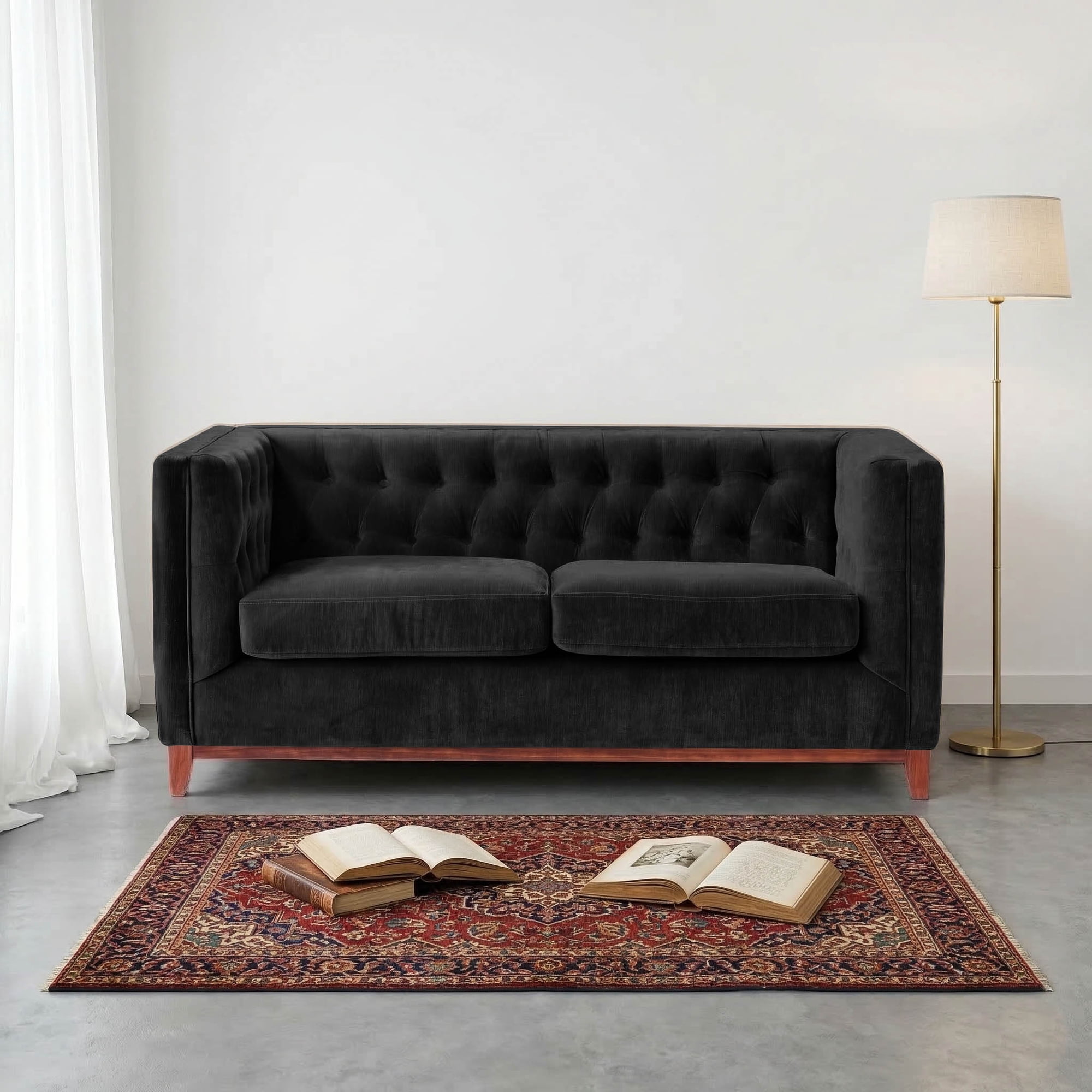 Latam Home - Sofa Roma 2c Tela Velvet Negro