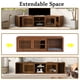thumbnail image 2 of Mid-Century Modern 54.3" Extendable TV Stand (up to 100") with Cat House & Litter Box Enclosure – Walnut Wood Entertainment Center, Sliding Doors, Hidden Pet Furniture, 2 of 3