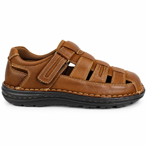 Sandalia De Cuero Hombre Ajuste Velcro D10
