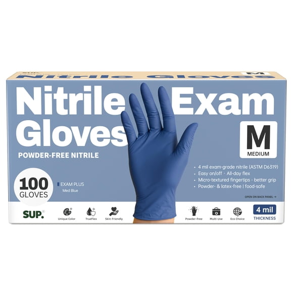 Guantes de Nitrilo SUP sin polvo, 100 unidades, talla mediana, azul