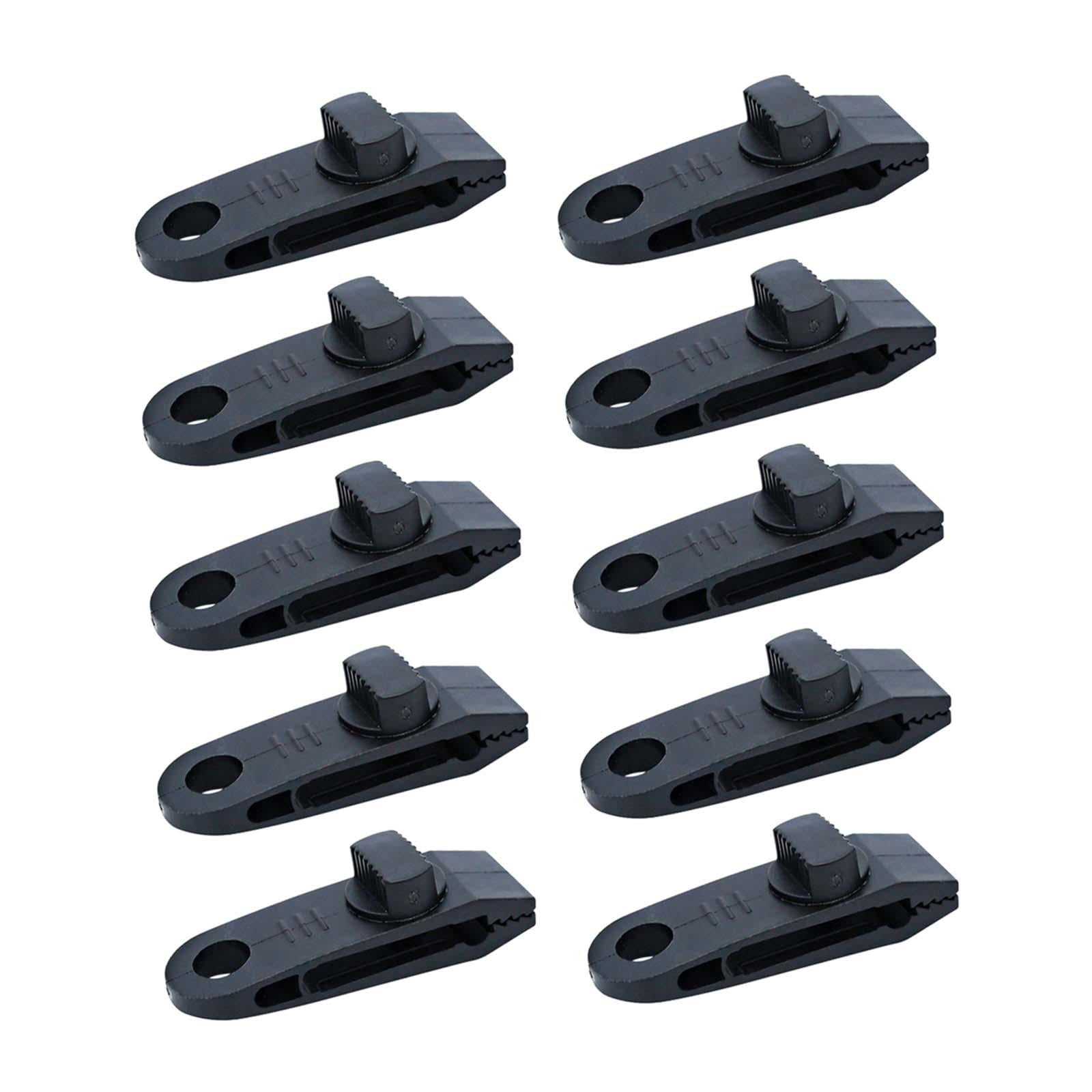 Magideal - 10 Clips Para Lona, Abrazaderas Resistentes Para Carpas, Prácticos Sujetadores Para Carpas, Abrazaderas Para Lonas, Clips Fijos Para Toldos, Tornill Negro