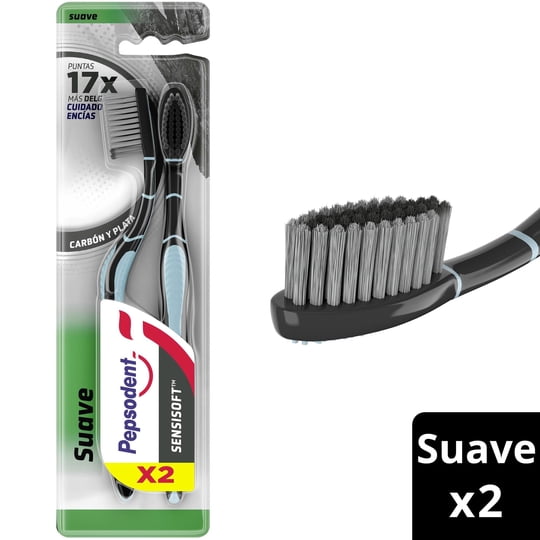 Cepillo De Dientes Suave Antibacterial Carbón Y Plata 1 Un Pepsodent