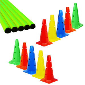 Linea Sport - Set 10 Conos Con Orificios 38 Cm + 5 Bastones 100 Cm