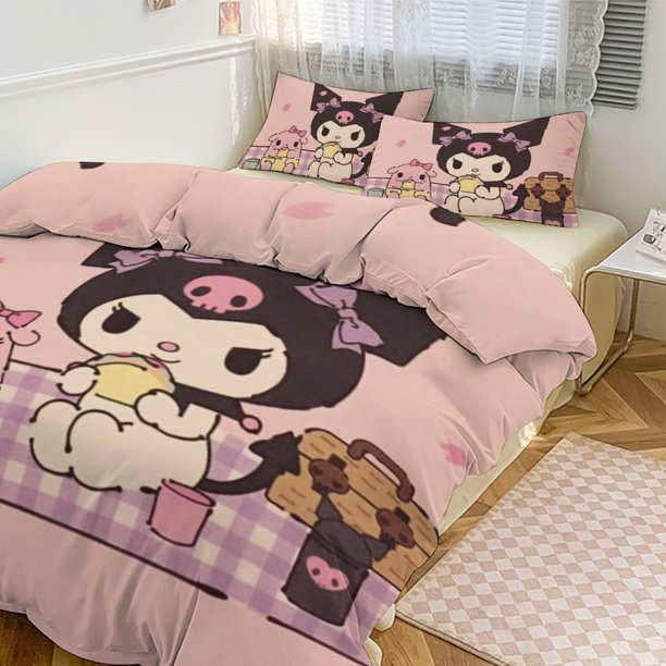 Kuromi Print Bedding Set Pattern Duvet Cove Set 3 Pieces 1 Quilt Cover And 2 Pillowcases for Women Men Teens