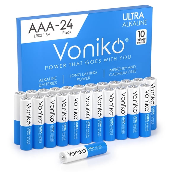 Pilas AAA Voniko Ultra, paquete de 24 pilas alcalinas triple A