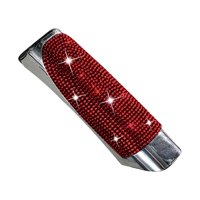 Magideal - Lujo Bling Car Handbrake Cover Lustre Crystal Cubierta Protectora Handcraft Hand Brake Sleeve Car Interior Styling Truck Suv Para Mujeres Niñas Rojo