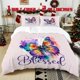 thumbnail image 1 of 3pcs Watercolor Butterfly "Blessed" Printed Bedding Set Soft Polyester Duvet Cover with 2 Pillowcases All Season Comfort, 1 of 5