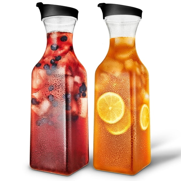 Jarra plástica para jugo Stock Your Home de 50 ml con tapa negra, paquete de 2
