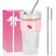 thumbnail image 1 of Vaso de vidrio AiHeart Inicial 590 ml Rosa con monograma, 1 of 7
