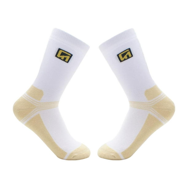 Calcetines de patinaje sobre hielo de algodón para niños, elásticos y transpirables para patines de hielo, calcetines deportivos altos y cómodos para Blanco