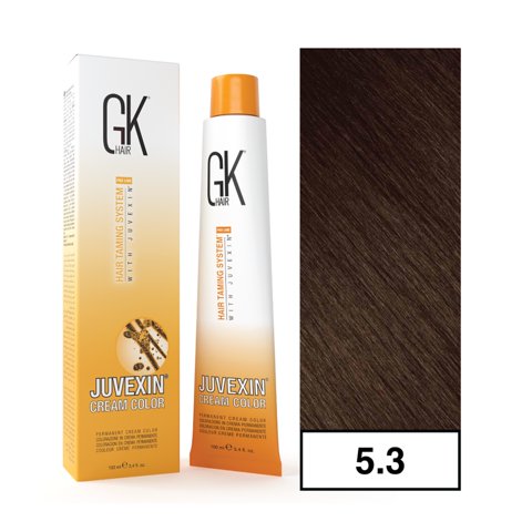 Gkhair - - Tintura Cream Color Permanente Vegana 100Ml + Oxidante - 5.3 Castaño Claro Dorado