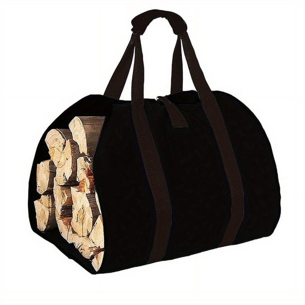 1pc Canvas Firewood Carrier Storage Bag Outdoor Camping, 600D Oxford Cloth Waterproof Fireplace Wood Storage Bag For Camping, Home (Brown)