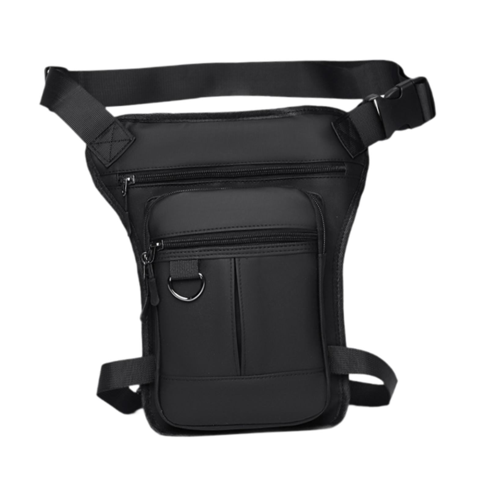 Magideal - Bolso De Muslo Para Hombre, Bolso De Cinturón, Bolso De Motocicleta, Múltiples Bolsillos, Bolso De Muslo Portátil Versátil, Bolso Multiusos Para Sende Negro