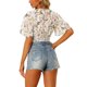 thumbnail image 3 of INSPIRE CHIC Blusa de Mujer con Estampado Floral, Escote en V, Mangas Acampanadas, Dobladillo Fruncido, Blanca XL, 3 of 7