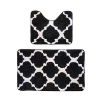 Fliperex - Conjunto De 2 Alfombra De Baño Suaves Absorventes Microfibra Negro
