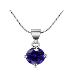 Collar Paris Jewelry 18K White Gold 2 Carat Blue Sapphire 18 Inch Adult Female