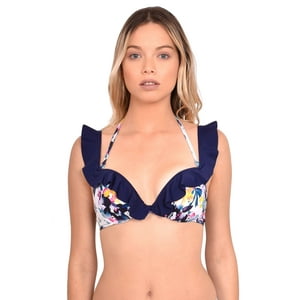 Samia - Bikini Sostén Con Vuelos Estampado Negro M
