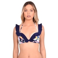 Samia - Bikini Sostén Con Vuelos Estampado Negro L