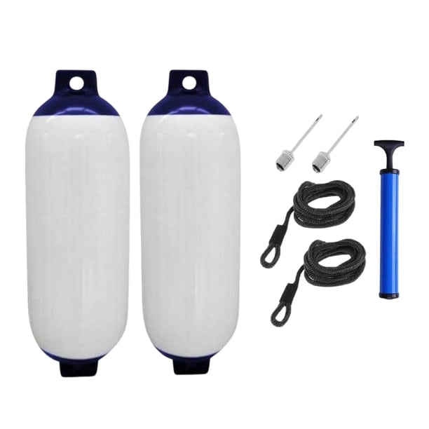 2x guardabarros para botes, accesorios para botes anticolisión, protectores de parachoques para botes, parachoques inflables para botes para atracar b Blanco y azul