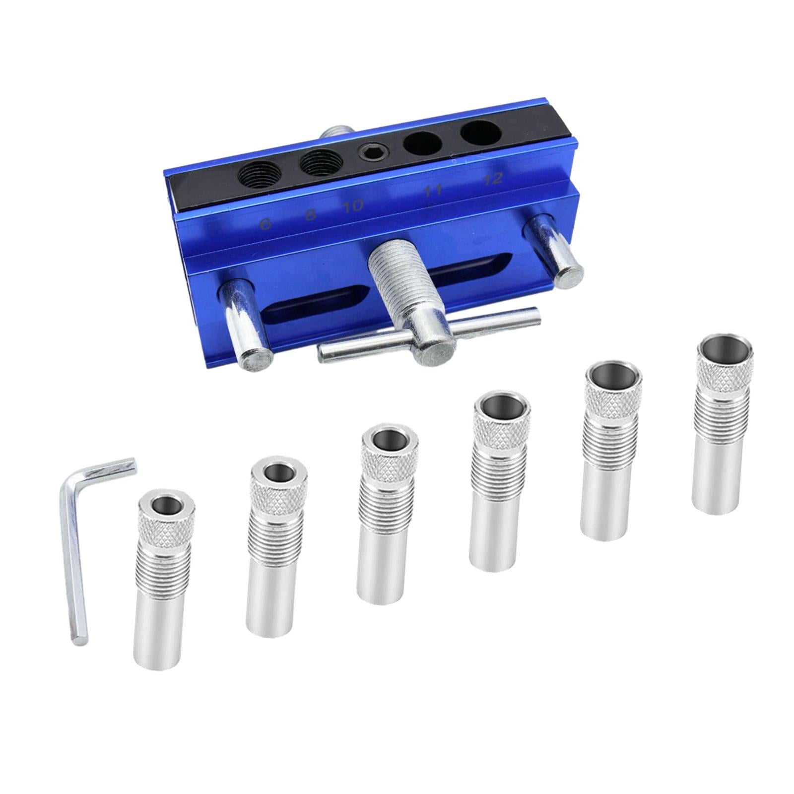 Magideal - Plantilla De Guía De Broca Para Carpintería, Plantilla De Pasador Autocentrante, Práctica Plantilla Para Orificios De Bolsillo Con 6 Bujes De Guía De Métrico