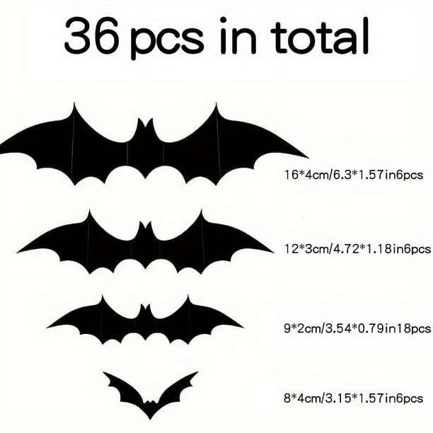 3D Black Bat Wall Stickers - Set of 10 - Perfect for Halloween Parties, Holiday Decor, and Home Decor - Add a Touch of Cartoon Style to Your Bedroom, Bathroom, and Windows