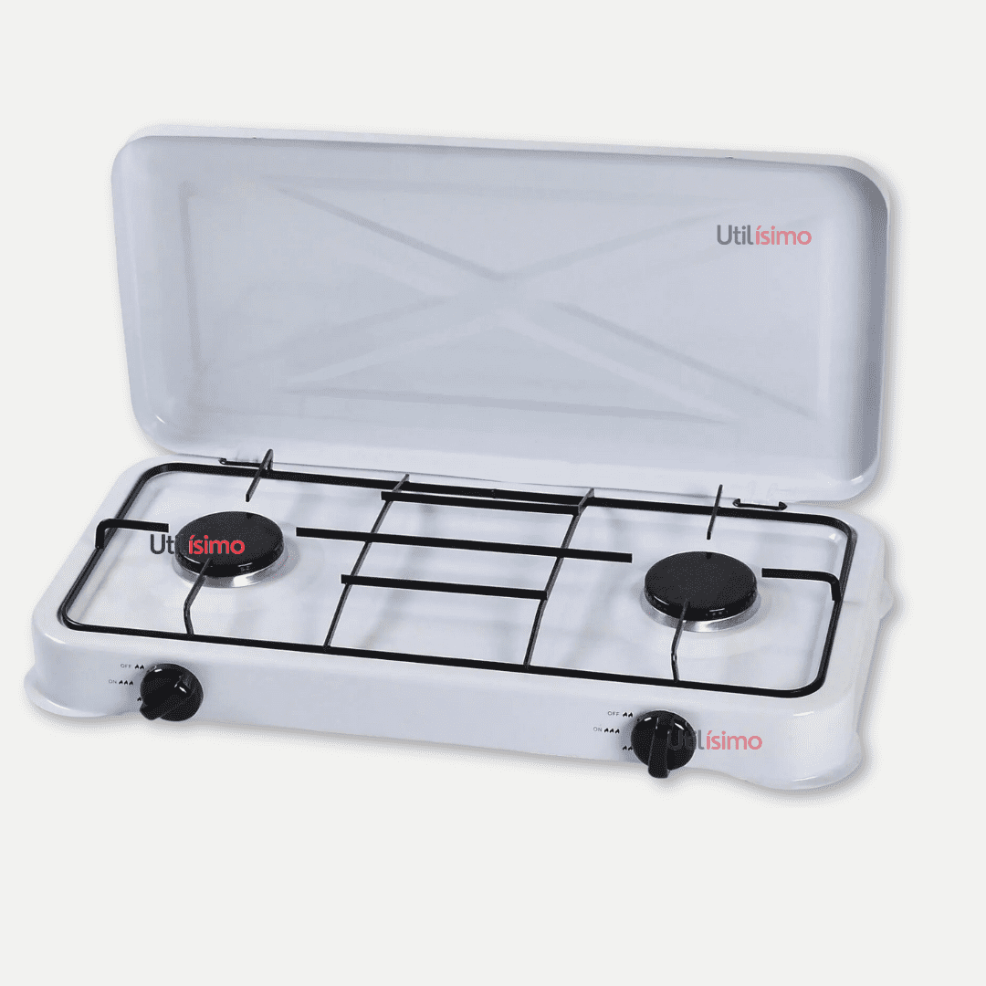 Line - Cocina Encimera A Gas Licuado 2 Platos Cocinilla Blanco