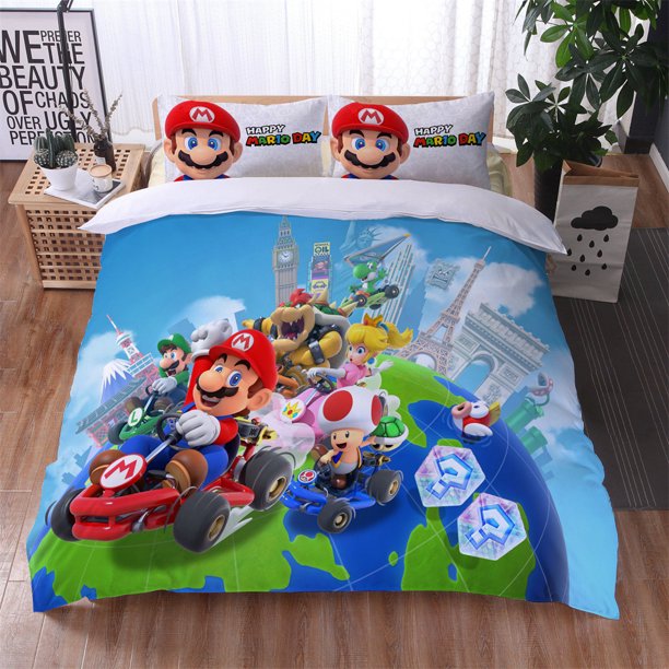 x315 Bed SheetsMario Game Bedding Duvet Cover Digital Printing Soft and Comfortable Polyester Duvet Cover Bedroom DecorationGift 3-Piece Bedding Set (1 Duvet Cover + 2 Pillow Shams) nj315