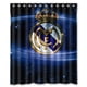 thumbnail image 1 of Cortina de ducha del Real Madrid CF con fondo azul oscuro y ganchos (60 x 72 pulgadas), 1 of 3