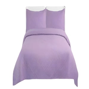 Genérico - Cubrecama Quilt De Verano Con Colores Lisos 2 Plazas Lila