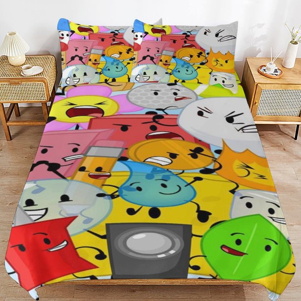Game BFDI Battle For Dream Island Bedding Set Duvet Cover Comfortable and Lightweight Cartoon Bedding 3 Piece Bed Set