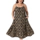 thumbnail image 1 of Agnes Orinda Vestido Maxi de Talla Grande para Mujer, Estilo Bohemio con Estampado, Tirantes Espagueti, Corte Suelto, para la Escuela, Universidad, Pascua, Playa, Verano, Vacaciones, 3X Negro, 1 of 6